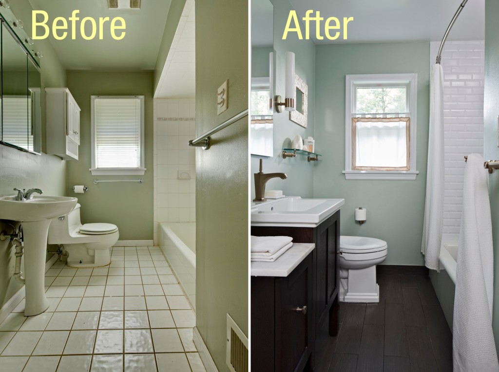 Interior Design, bathroom update, new tile, vanity, new floors, painted walls