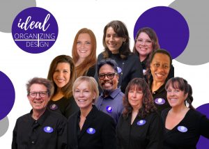 Team of professional organizers in uniform with name tags