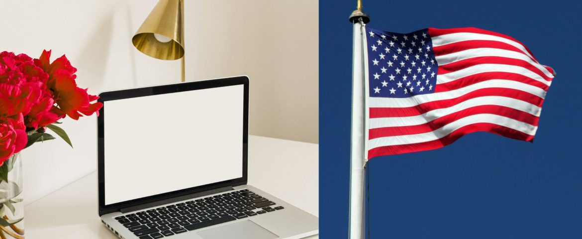 A clean desk and an American flag