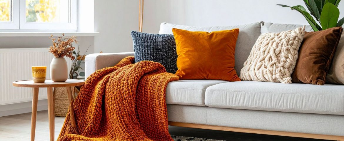 Organized living room downsized and decorated in fall colors