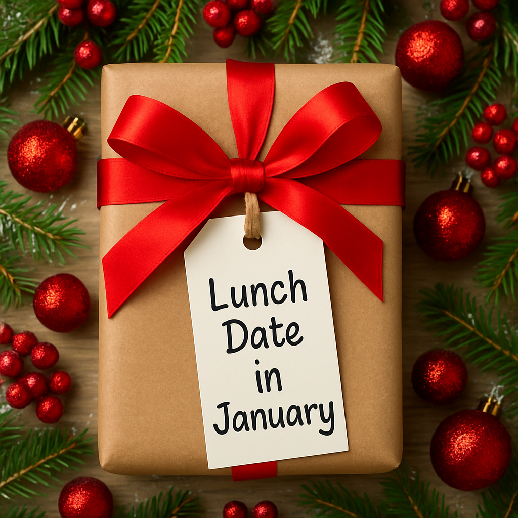 simple gift box with the message 'Lunch Date in January